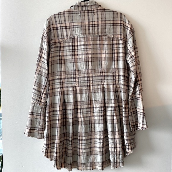 Free People Mary Anne Plaid Buttondown Shirt/Tunic Dress - Picture 10 of 13